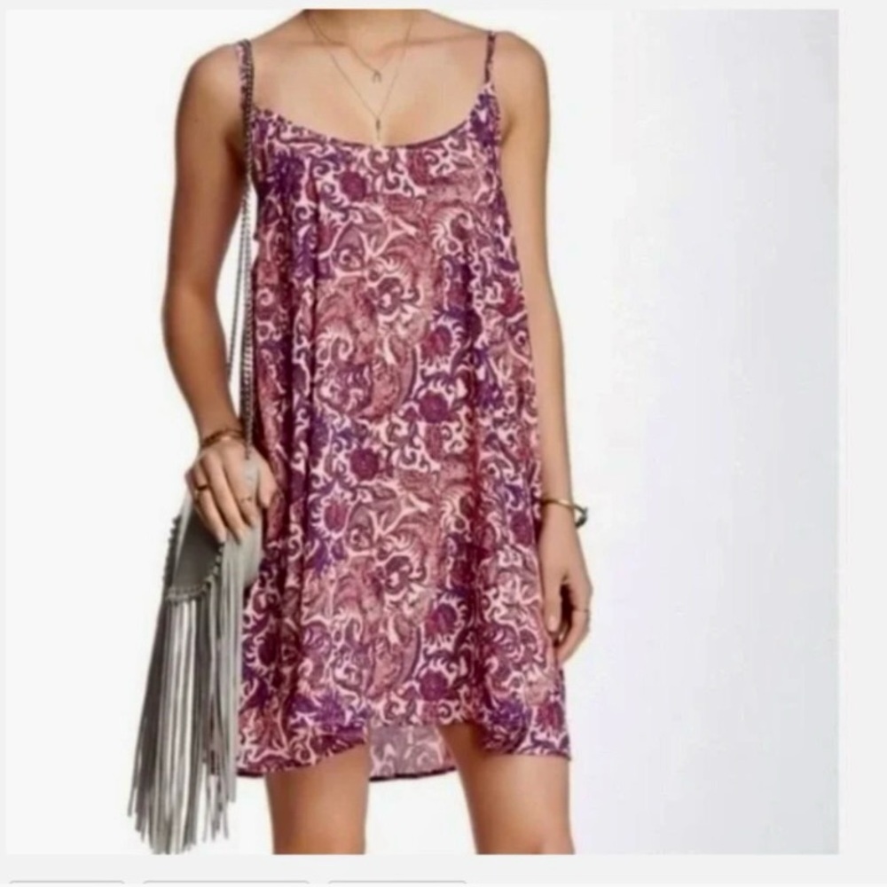 Intimately Free People | Emily Slip Dress Dove Combo Purple/Coral Paisley | XS
